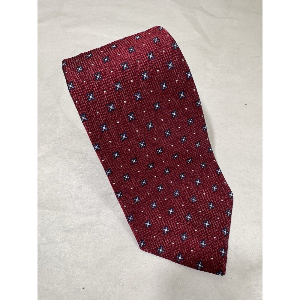 NWOT Brooks Brothers Silk Tie USA Made Red/Silver/Blue Geometric 58"x3.25"